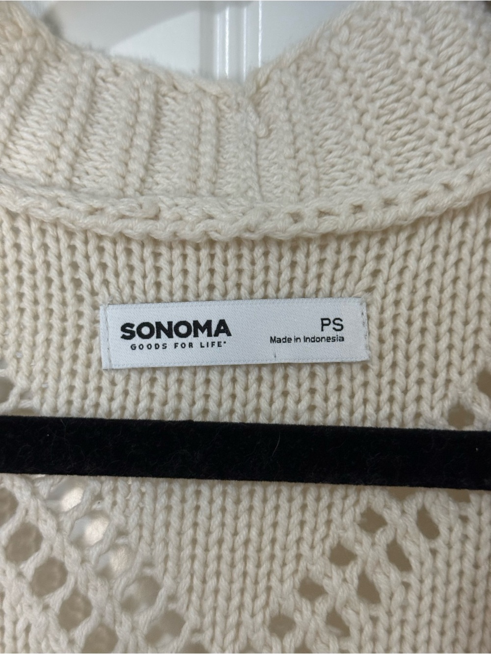 Sonoma Open-Front Diamond Pointelle Cardigan - Cream - Picture 5 of 6
